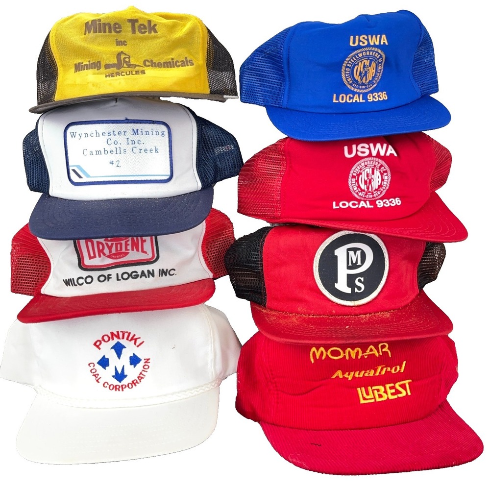 Vintage Trucker Hat Lot Snapback Cap 80s 90s Y2K Patch USA Coal Mine Rope LA1